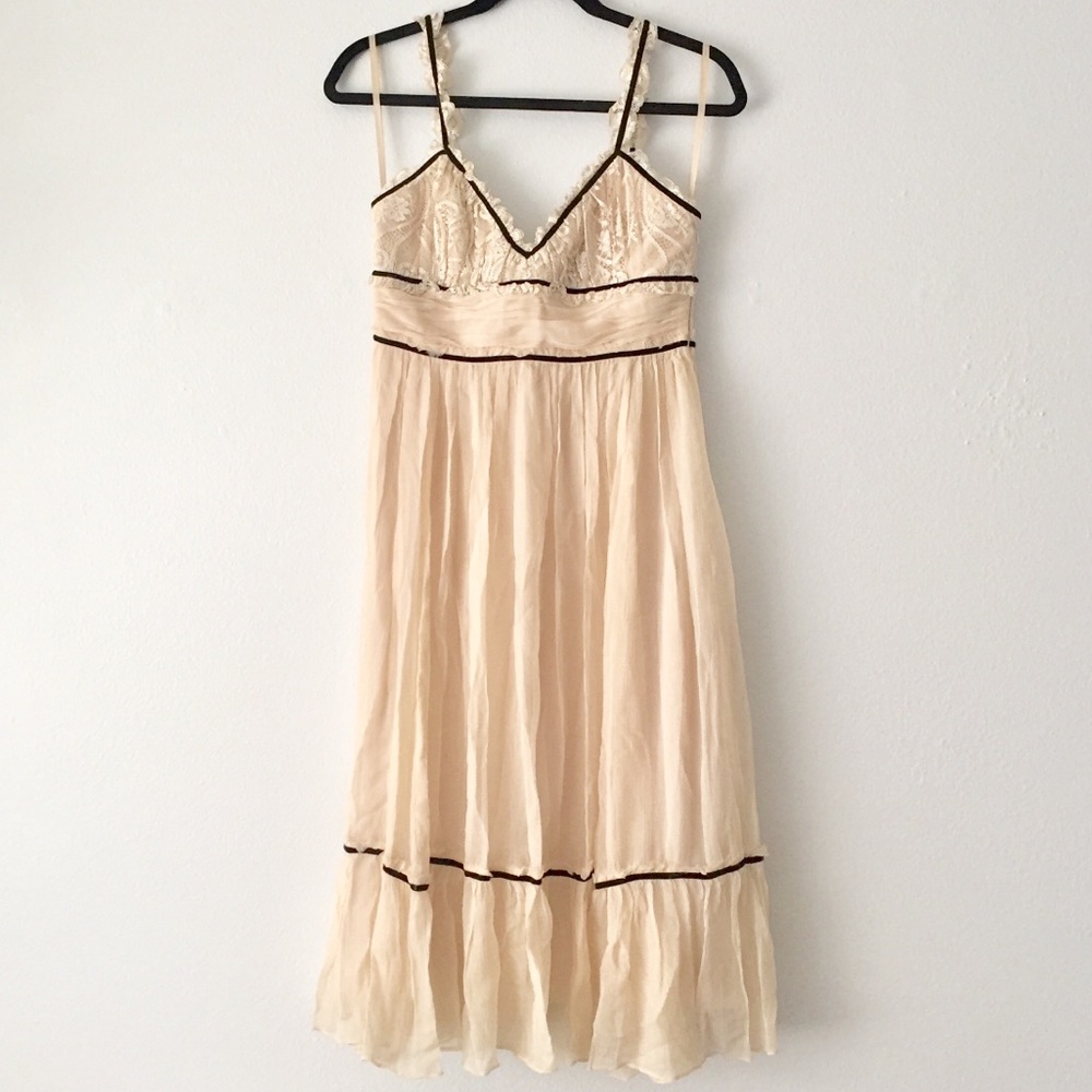 BCBG dress silk lace velvet vintage boho chic NWT